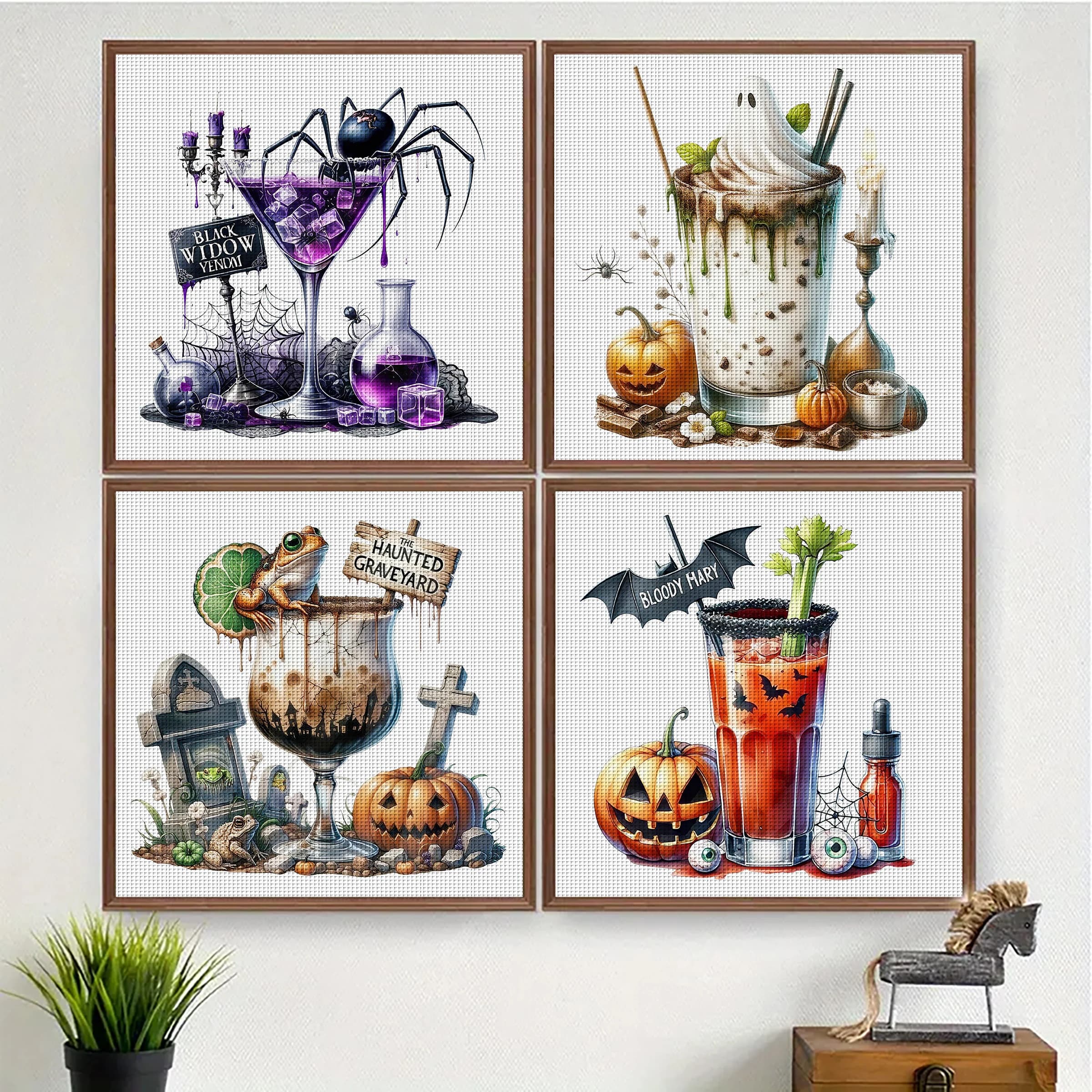 1PC 46X46cm/18.11X18.11in,11CT print cross stitch DIY kit,Venom Gothic Cocktail,adult beginner's relaxed cross stitch stitch set