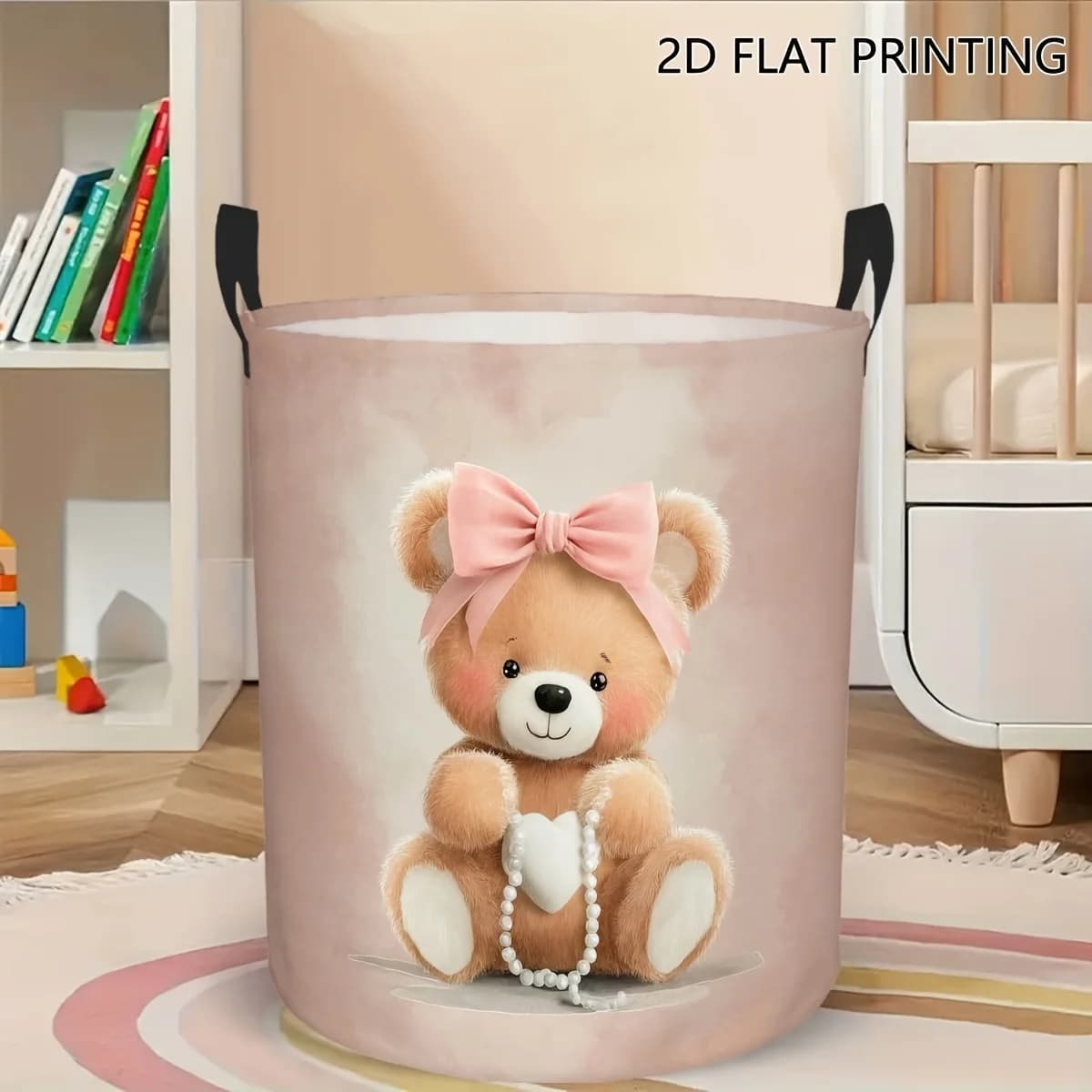 Basket Bearing with bow, Soft Round Container and Presentable with Bearing Face, Suitable for Dresses, Bedroom, Dormitory