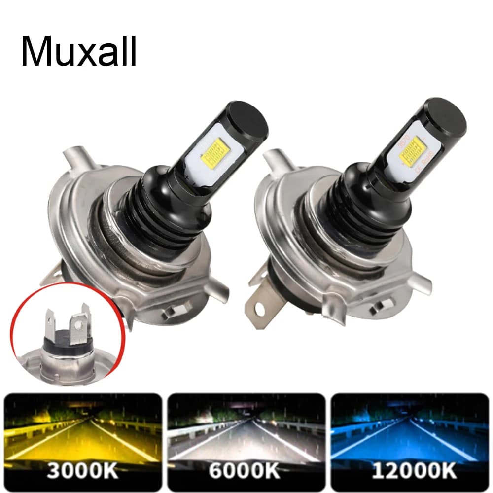 2Pcs Car H7 LED H4 Headlight Bulb Mini Turbo LED High Low Beam 80W For Car Headlamp Auto Head Lamp H7 12V 6500K White