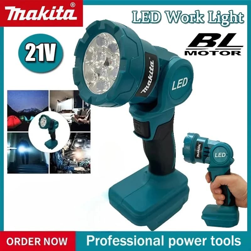 Lampada da Lavoro LED Senza Fili Makita, Torcia Ricaricabile, Utensile Elettrico per Interni ed Esterni, Faro Notturno, Compatibile con Batteria Makita 18V