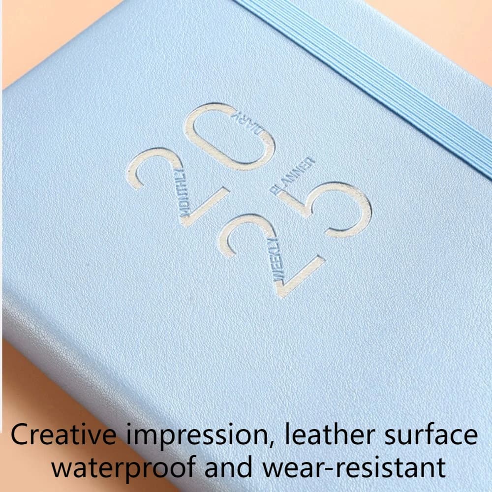 A5 Sketchbook 2025 Planner Notebooks 5 Colors Leather Surface Schedule Journals Notepad with Strap Diary Writing Pads