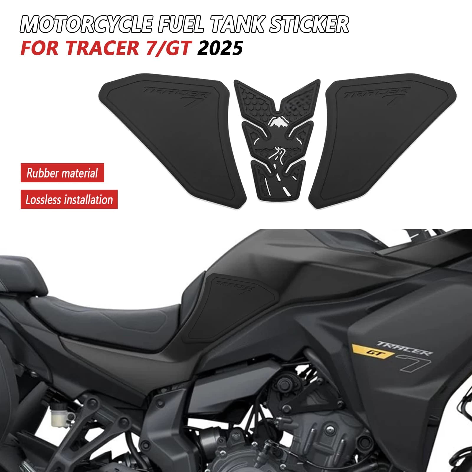 For YAMAHA Tracer7 GT 2025 TRACER 7/GT Moto Relief of Decalcomania Protection Tank Gas Ginocchio Tank Traction Pad Lato