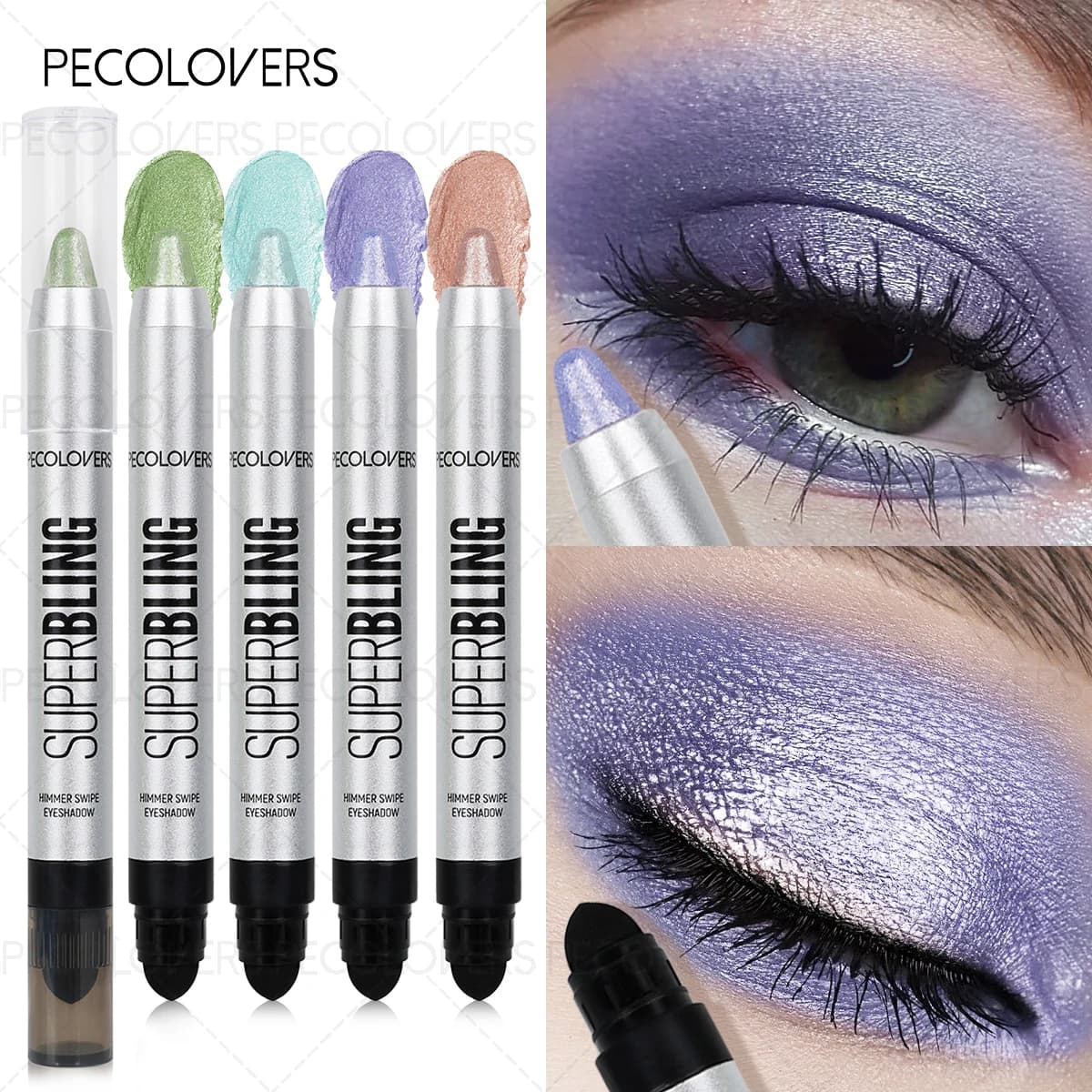 Matita Umbrella Scintillante Impermeabile, Glitter Long Duration, Pen Shade Double Toe, Perfect for Halloween