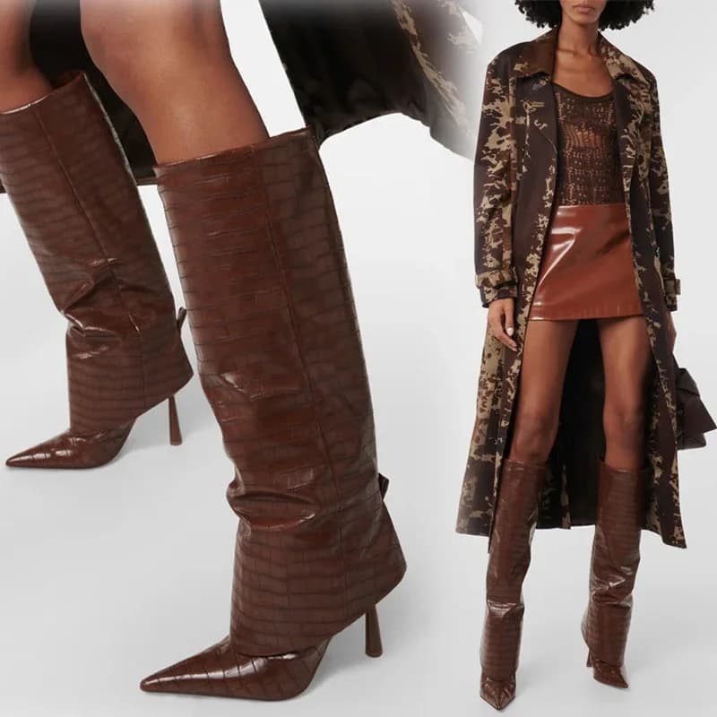 Eilyken 2026 Women's High Boots Autumn Winter, Fashion Design with Faceted Toe and Tacco Sottile, Women's Long Boots