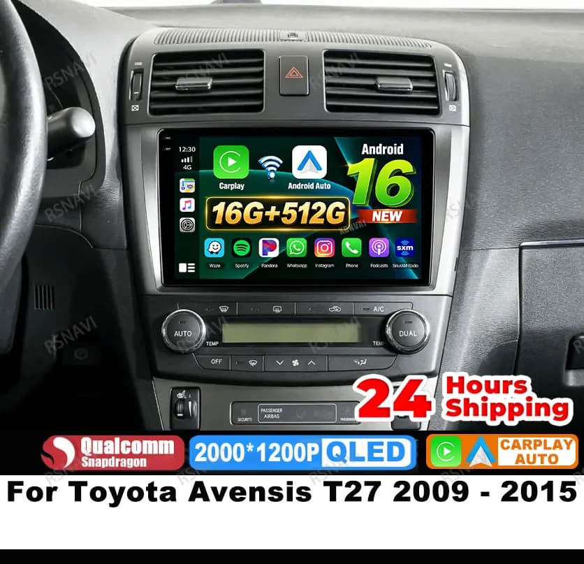 Car Radio Android 16 For Toyota Avensis T27 2009 - 2015 BT 5G WIFI Qualcomm Navigation Multimedia DSP Viedo Player GPS Autoradio