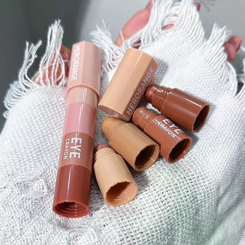 HERORANGE 4 In 1 Eyeshadow Pencil Kit Velvet Matte Pigment Shimmer Highlight Makeup Combination Mini Eye Shadow Pen Cosmetic