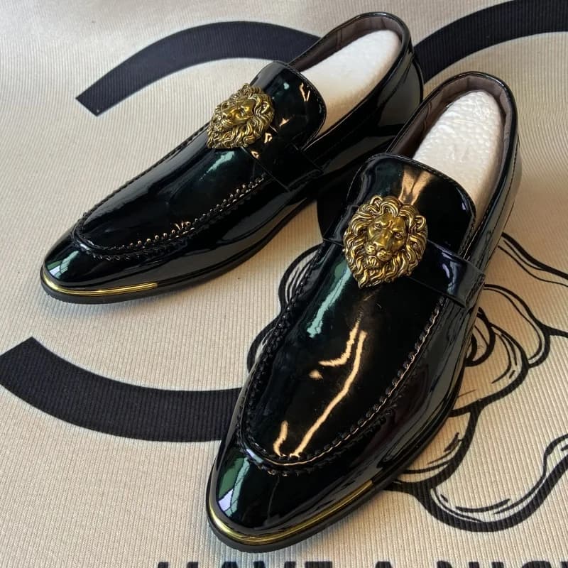 NLSCGZM scarpe originali mocassini abito da sposa di marca scarpe da uomo casual business scarpe nere lucide in vernice festa formale
