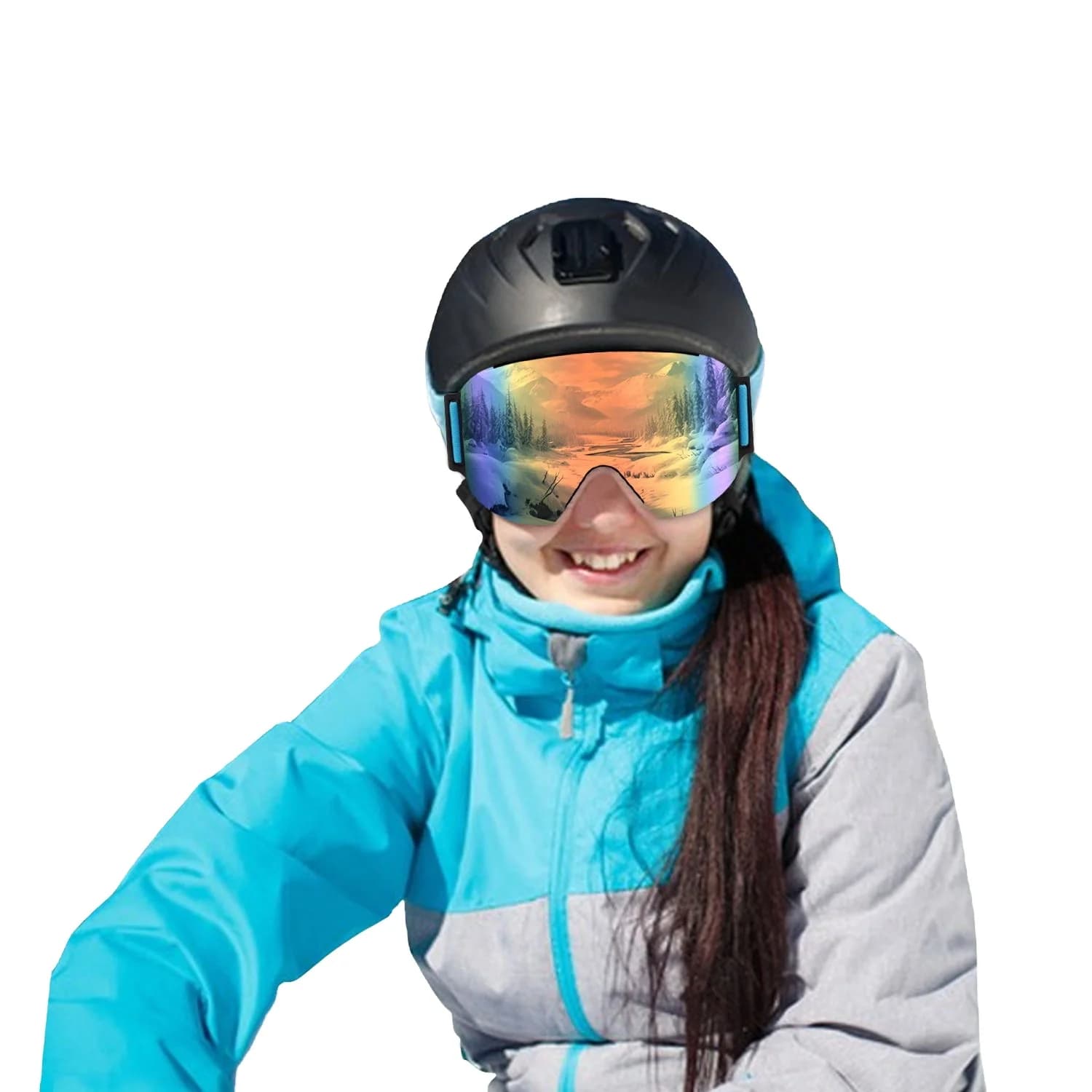 Custom Anti-UV Winter Sport Ski Eyewear Spherical Magnetic Snowboard Goggles with Magnet for Outdoor Cycling
