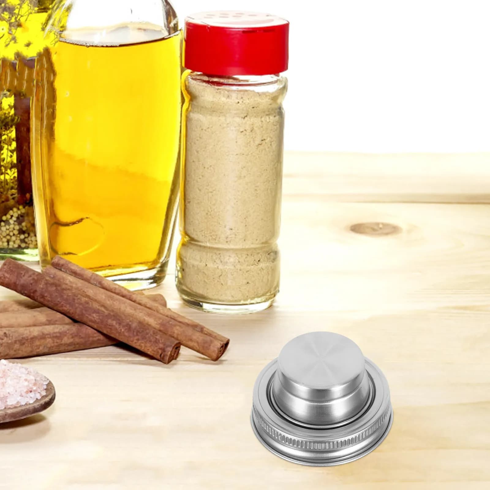 2Pcs Stainless Steel Mason Jar Shaker Lids Shaker Tops for Cocktails Spices Salt Pepper Sugar Flour Sifting Dispensing Bar