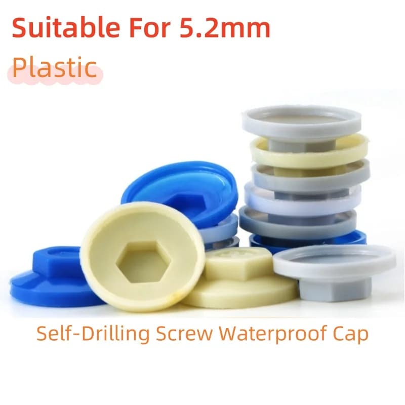 50/100/300/500 pezzi Tappo protettivo impermeabile in plastica per viti autoforanti esagonali da 5,2 mm, cappuccio antiruggine