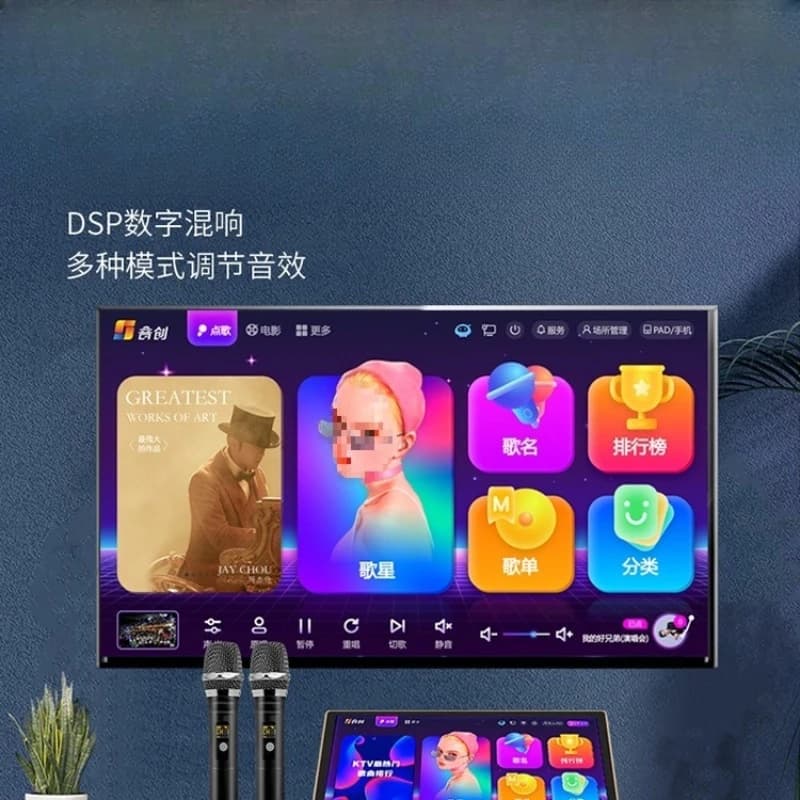 Jukebox KTV per famiglie con touchscreen, macchina karaoke all-in-one con microfono
