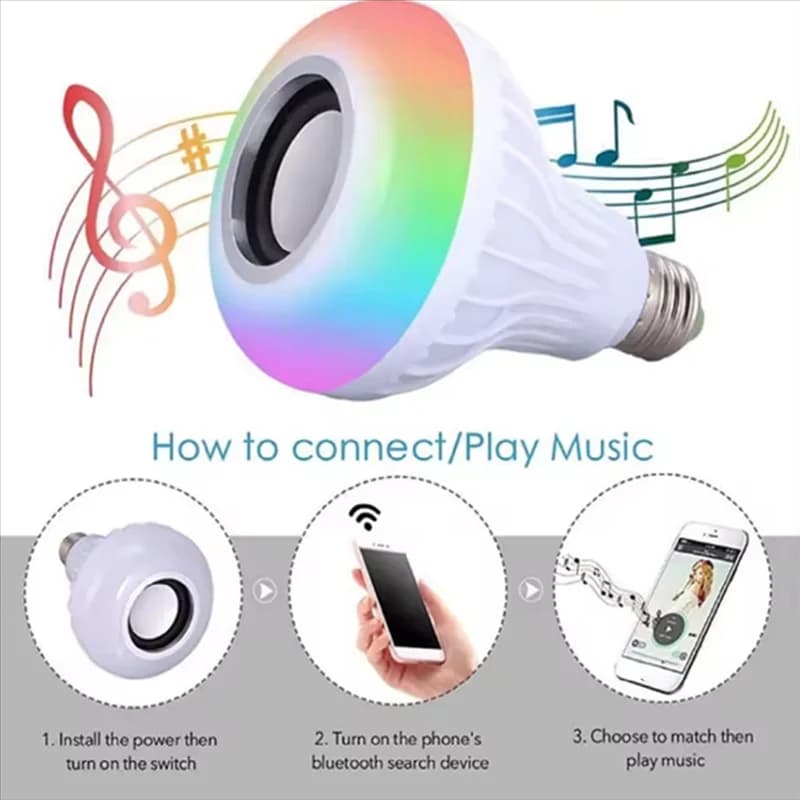 B03B-E27 Wireless Bluetooth Speaker Lamp Smart RGB Music Reproduction Dimmable LED Lamp with Remote Control