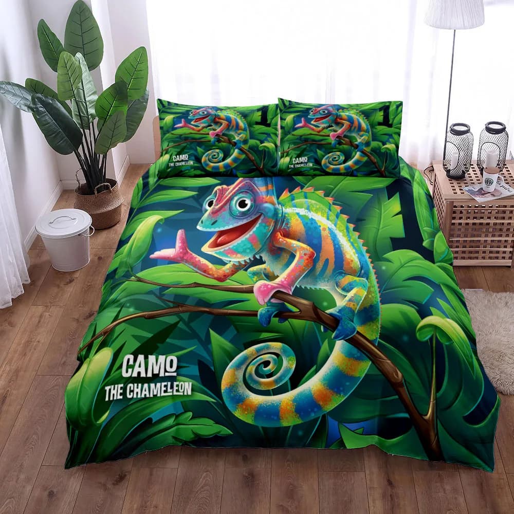 Set copripiumino camaleonte colorato Set biancheria letto king size matrimoniale singolo