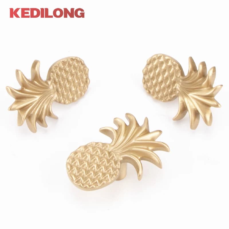 KEDLO Maniglia a pomolo in ottone massiccio a forma di ananas, stile lusso europeo, per mobili da cucina e cassetti della cameretta dei bambini