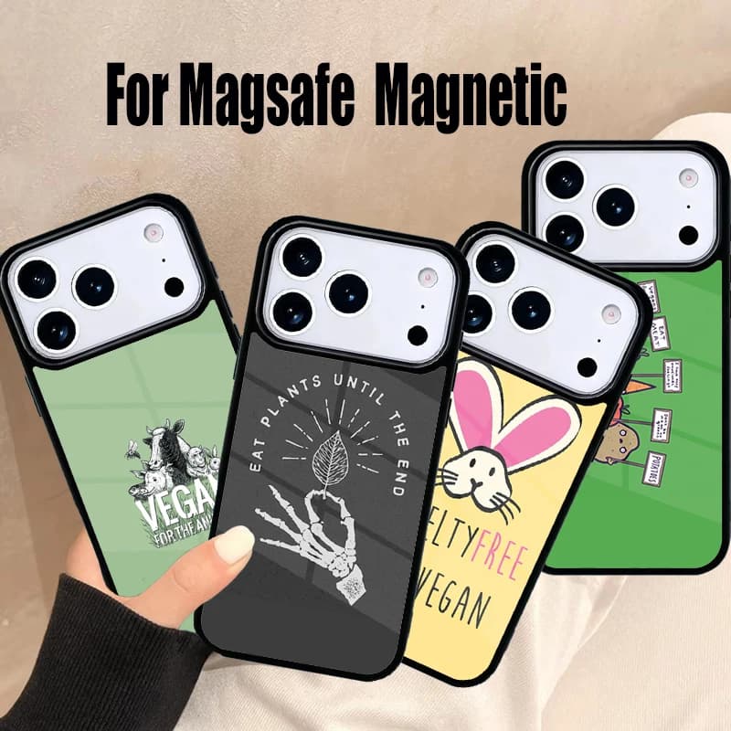 Cover Magnetica Wireless Magsafe Vegan Friends Not Food per iPhone 17 Air 16e 15 14 13 12 11 Pro Max Plus