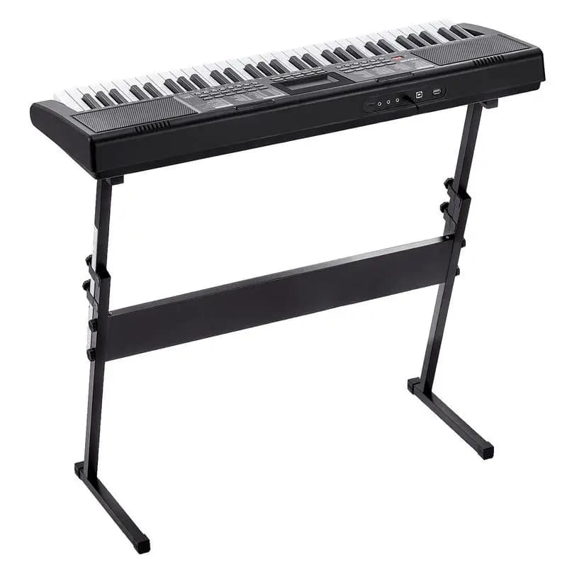 Pianoforte digitale a 61 tasti, tasti illuminati, pianoforte elettrico portatile con supporto regolabile, 600 toni, 500 ritmi, altoparlanti integrati, pedale sustain, cuffie, USB MIDI per principianti