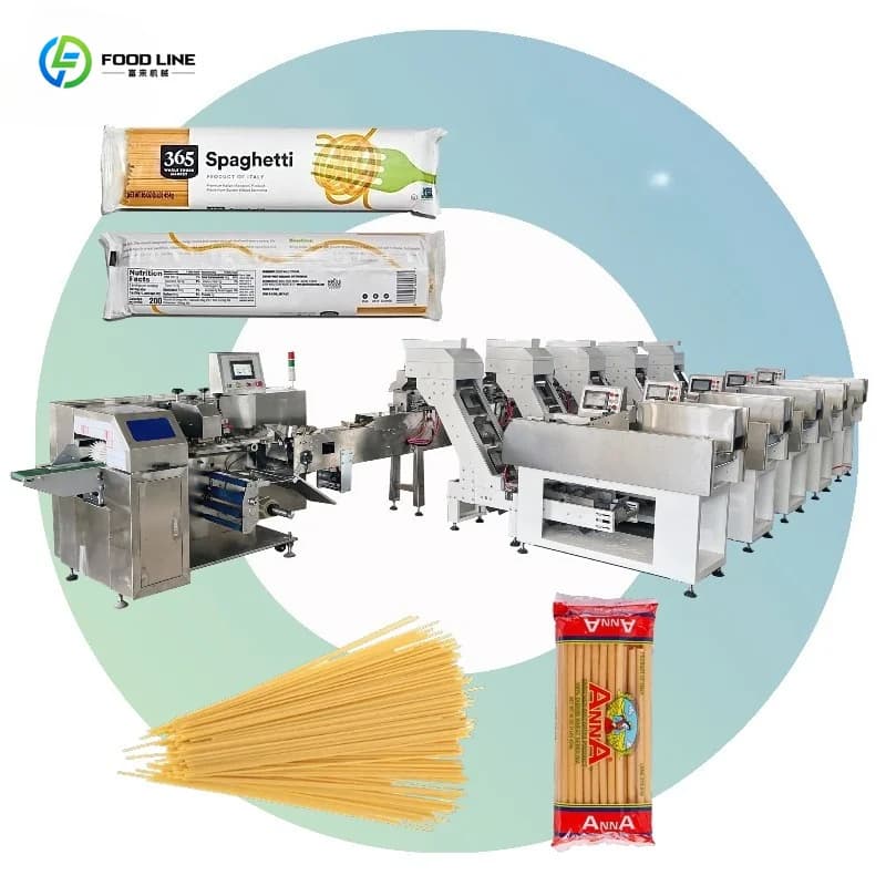 Macchina personalizzata per il confezionamento industriale della pasta, dispositivo automatico di pesatura, riempimento e imballaggio, attrezzatura per il confezionamento di pasta in strisce lunghe