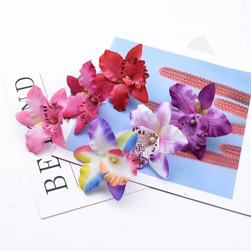 10/20pcs Artificial Flower Plants Butterfly Orchid Flowers Wall Wedding Home Room Decor Bridal Decoration Clearance Wreath Gifts