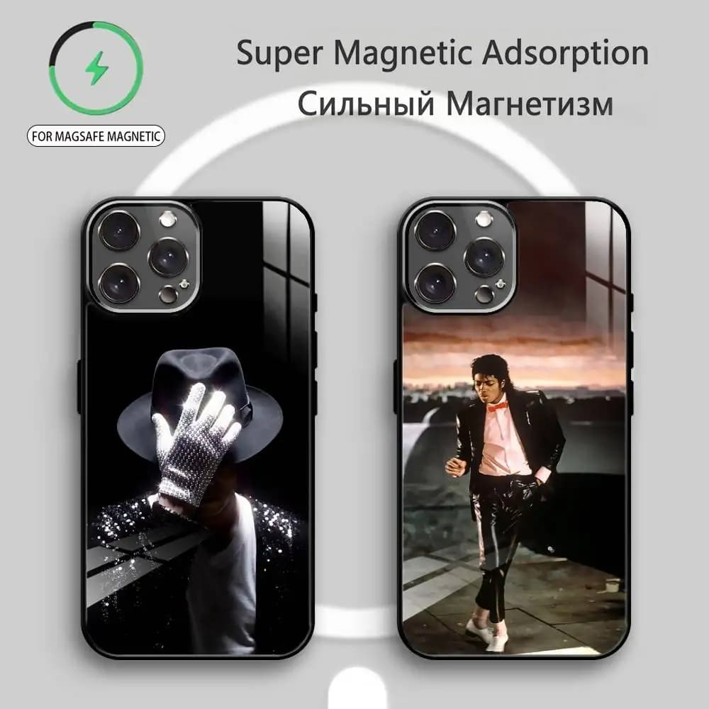 Custodia per telefono Unmatched M-Michael Jackson per iPhone 17, 16, 15, 14, 13, 12, 11 Plus, Pro Max, magnetica per ricarica wireless MagSafe
