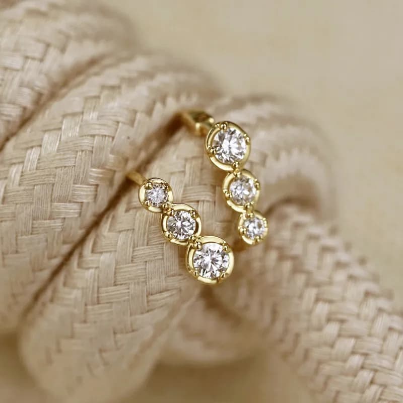 Orecchini in zircone con dimensioni sfumate in oro 14 carati placcati in argento sterling 925 per le donne Accessori per gioielli per feste di nozze con temperamento francese