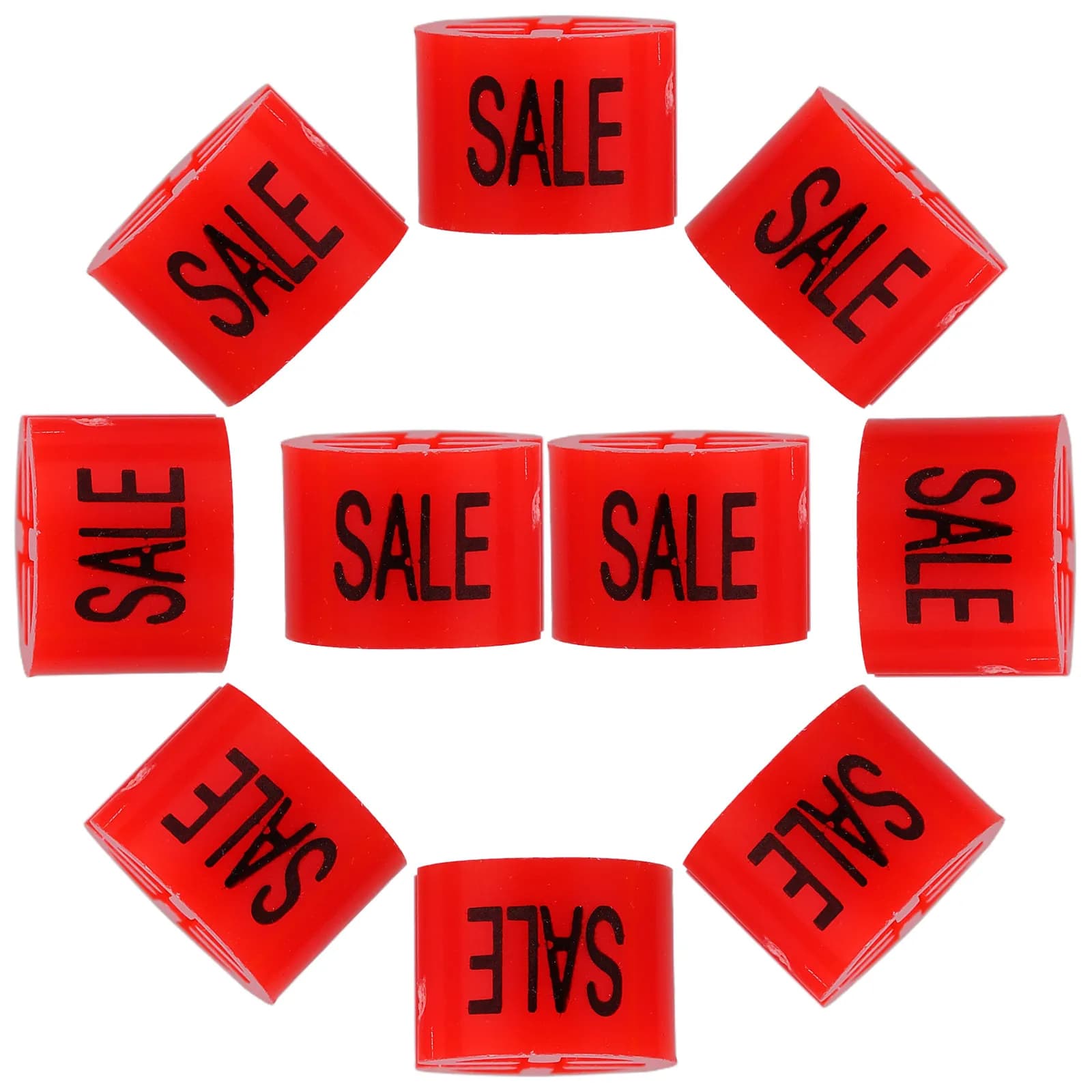 100 Pieces Clip to Scatto Circulars in Plastic Red Brilliant, Labels for clothes hanger, Labels for Organization and Dismantling garments