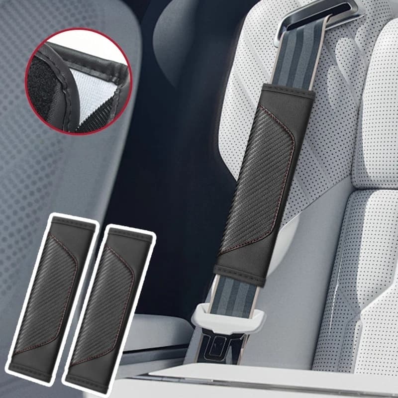 2 pcs car safety belt PU shoulder model carbon fiber cover comfort car accessories safety belt cover