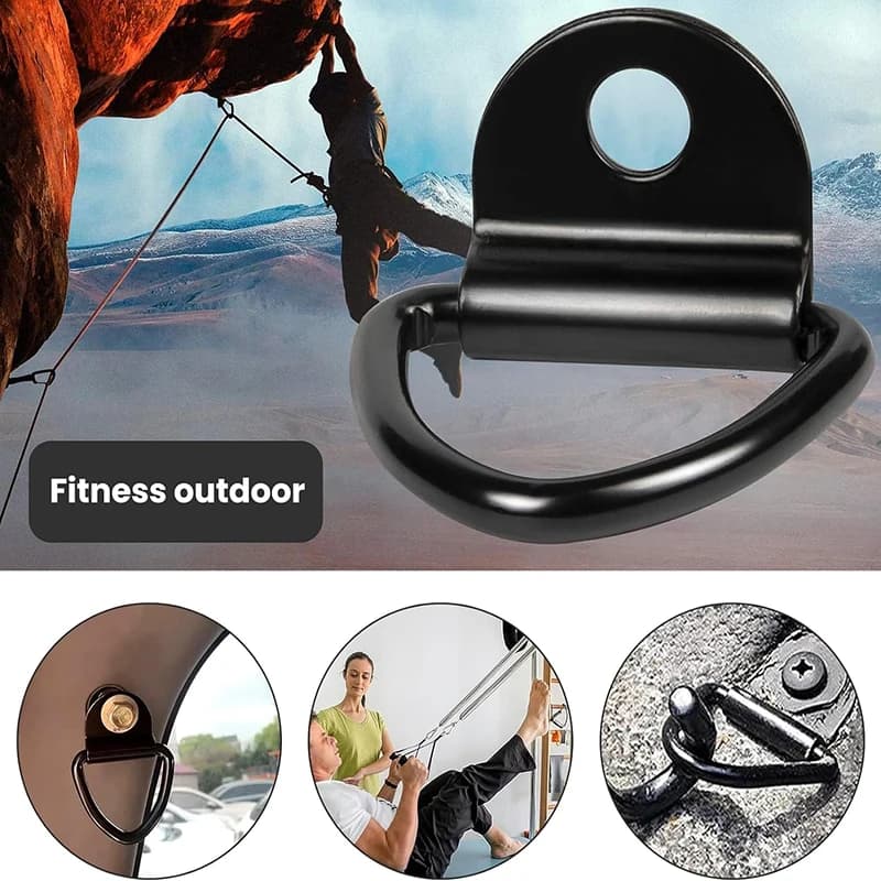 Black D Shape Pull Hook Tie Down Anchors Ring Iron Cargo Tie Down Ring for Truck Trailers RV Boats Accessories