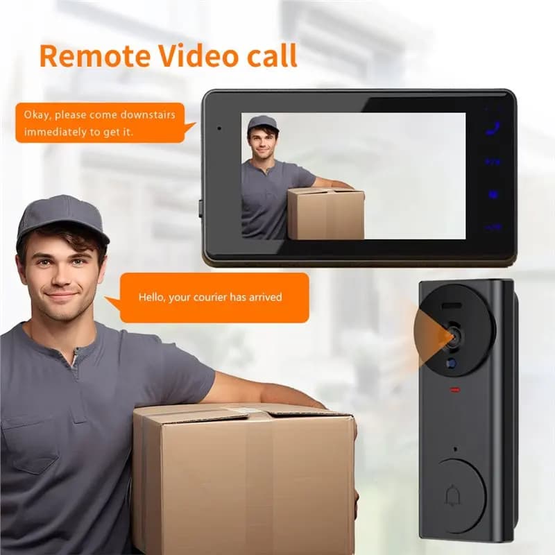 B63B-Intelligent Dual Audio Video Doorbell Button Control Smart Door Viewer Camera Home Doorbelldual
