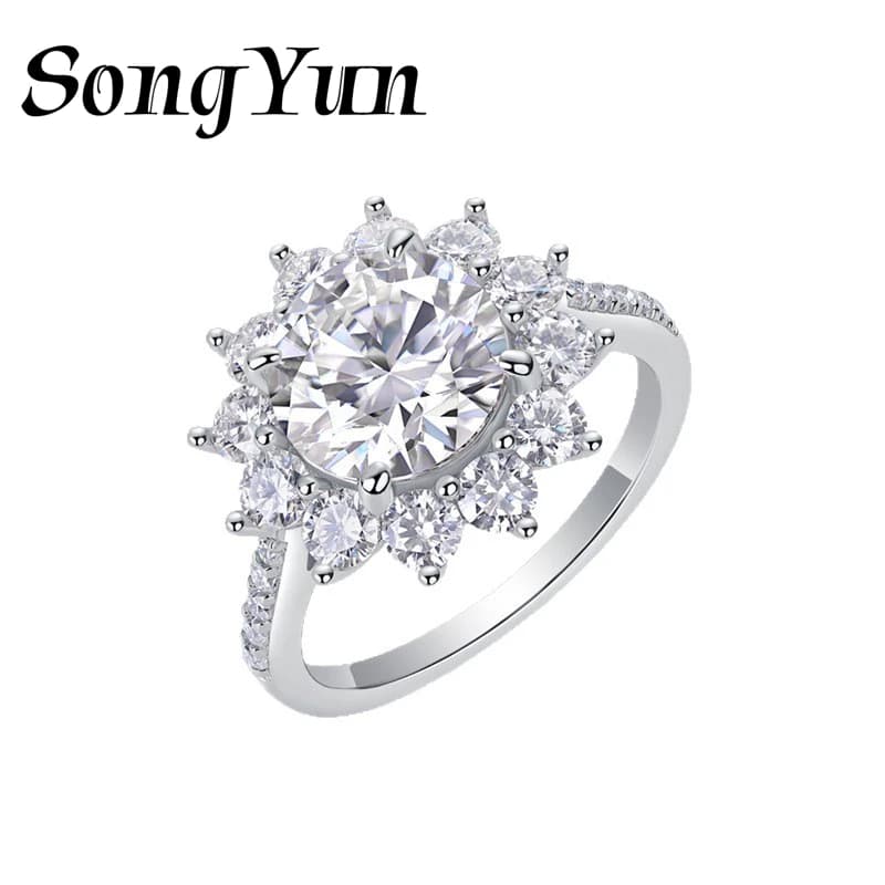 SONGYUN Designer Jewelry 925 Sterling Silver Ring Moissanite Chic Ring Fiancee 18K Real Gold Plated SYT Patent Fine Jewellery