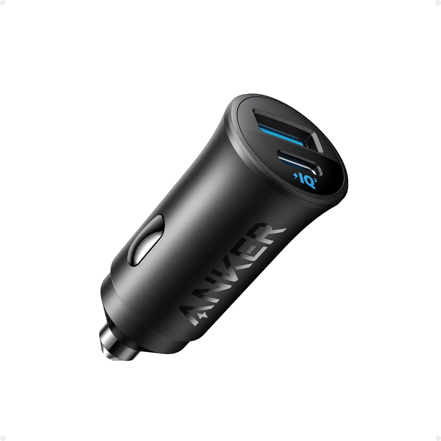 30W USB-C Car Charger, 2-Port Type-C Adapter, Fast Charging for iPhone/Samsung Galaxy/iPad Pro/AirPods, Compact Design