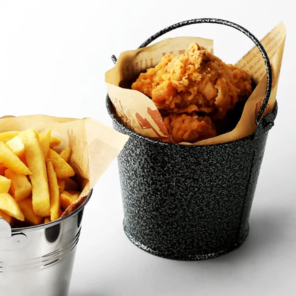 Mini Container for Snacks and Ice in Stainless Steel, Practical Bucket for Food Conservation