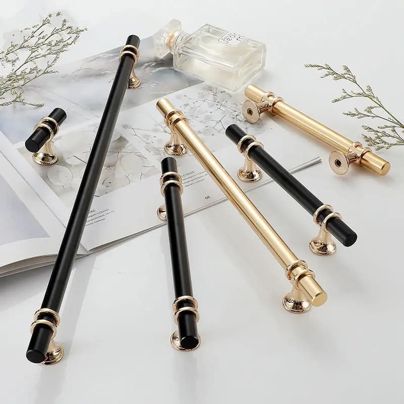 T Bar mobili manopole per mobili oro nero solido armadio cassetto Hardware armadio da cucina maniglia manopola pomelli per cassetti mobili