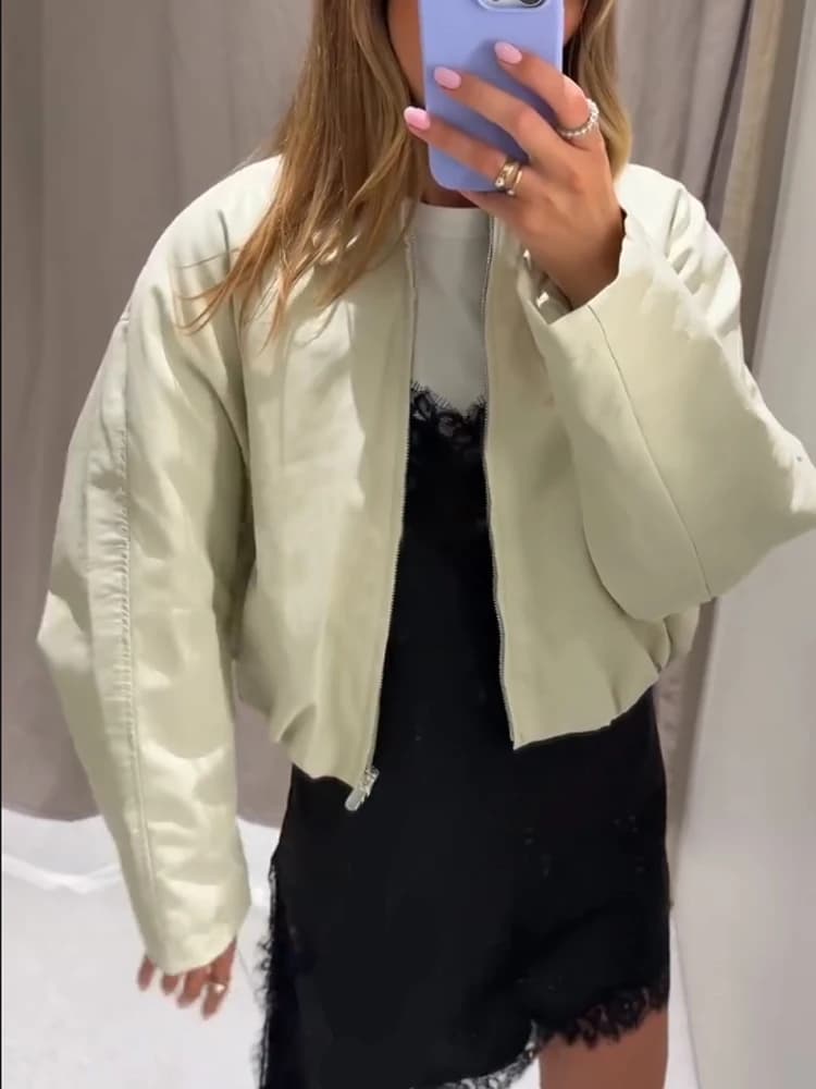 HH Woman Fashion Casual Street Style Jacket Autumn Women Jackets Long Sleeves Turn-down Collar Pockets Zipper Solid Coats
