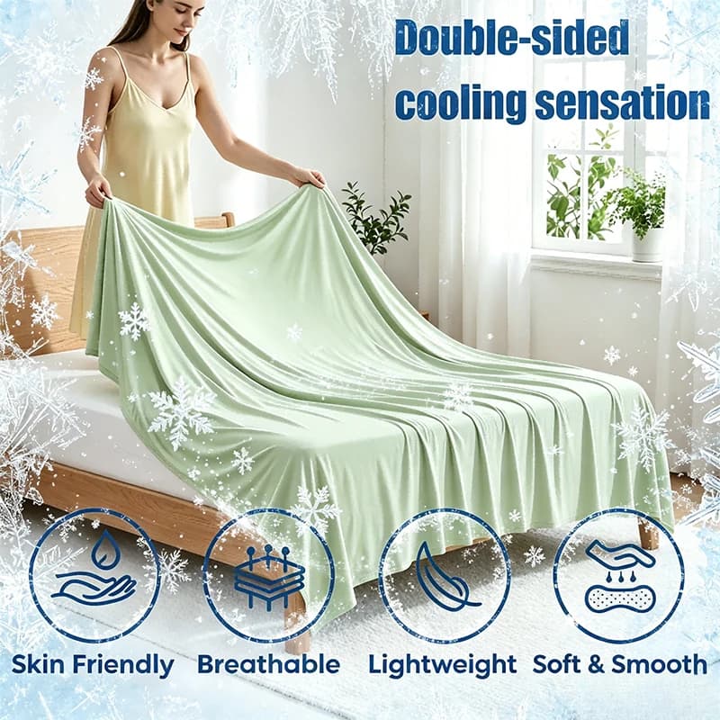 Cooling Touch Summer Blanket Ice Silk Lightweight Breathable Cold Sense Cover Blanket Soft Silky Thin Cooling Cover Quilt Summer