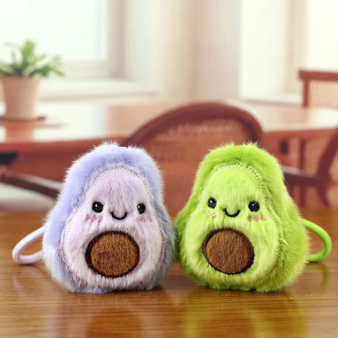 Avocado Plush Kawaii Fuzzy Fruit Charm Kawaii Bag Pendant Adorable Cute Avocado Keyring For Car Keys Fruit Lovers Handbags