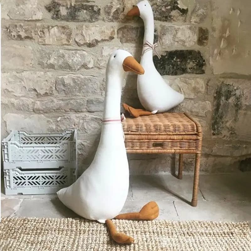 Elegante bambola d'oca in stoffa - Giocattolo artistico in tessuto fatto a mano per la decorazione domestica, regalo minimalista per la scuola materna per il Natale della baby shower (CE Safe)