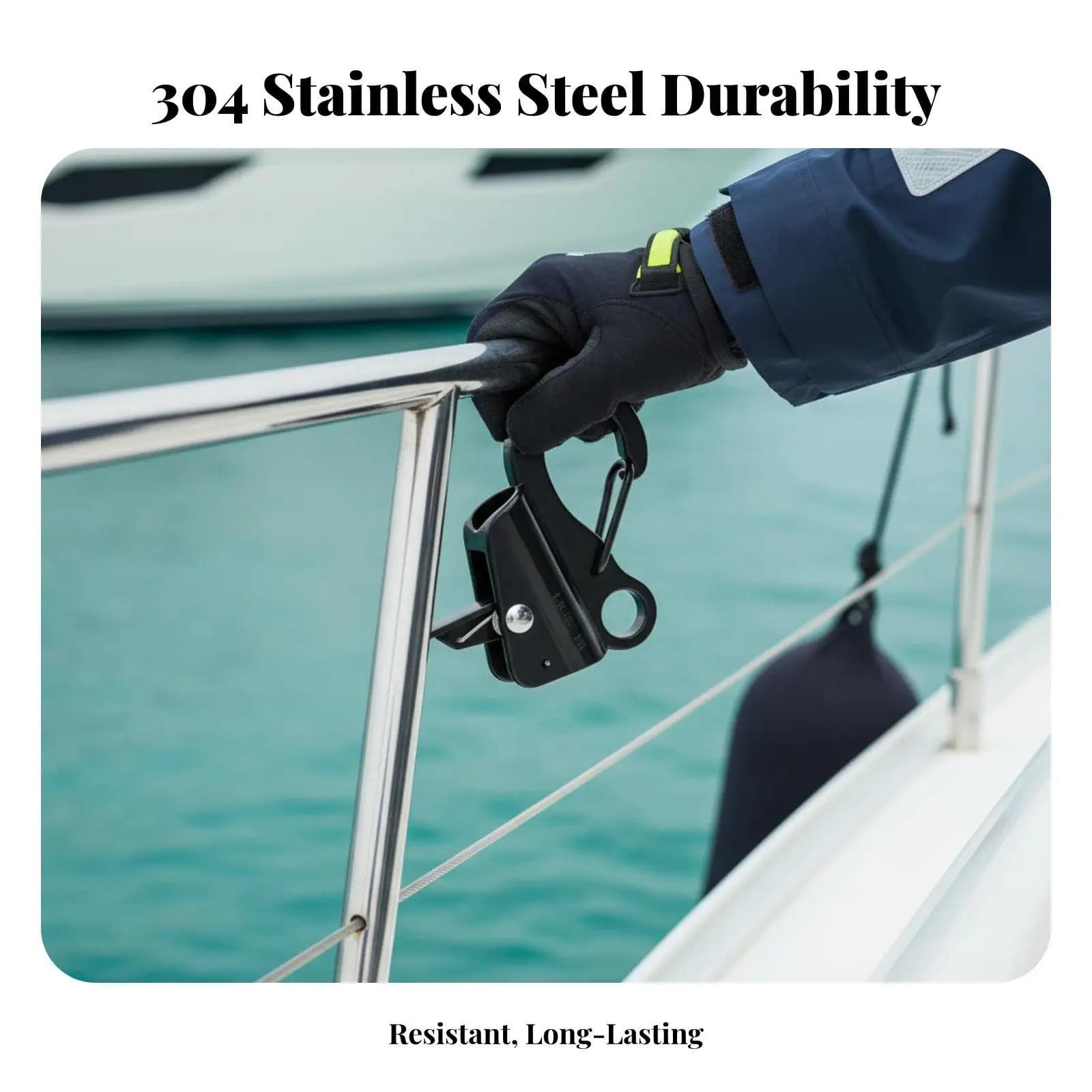 Stainless Steel Hook with Quick Release Sliding Fastener for Marine Boat Rope Anchor Lines Mooring