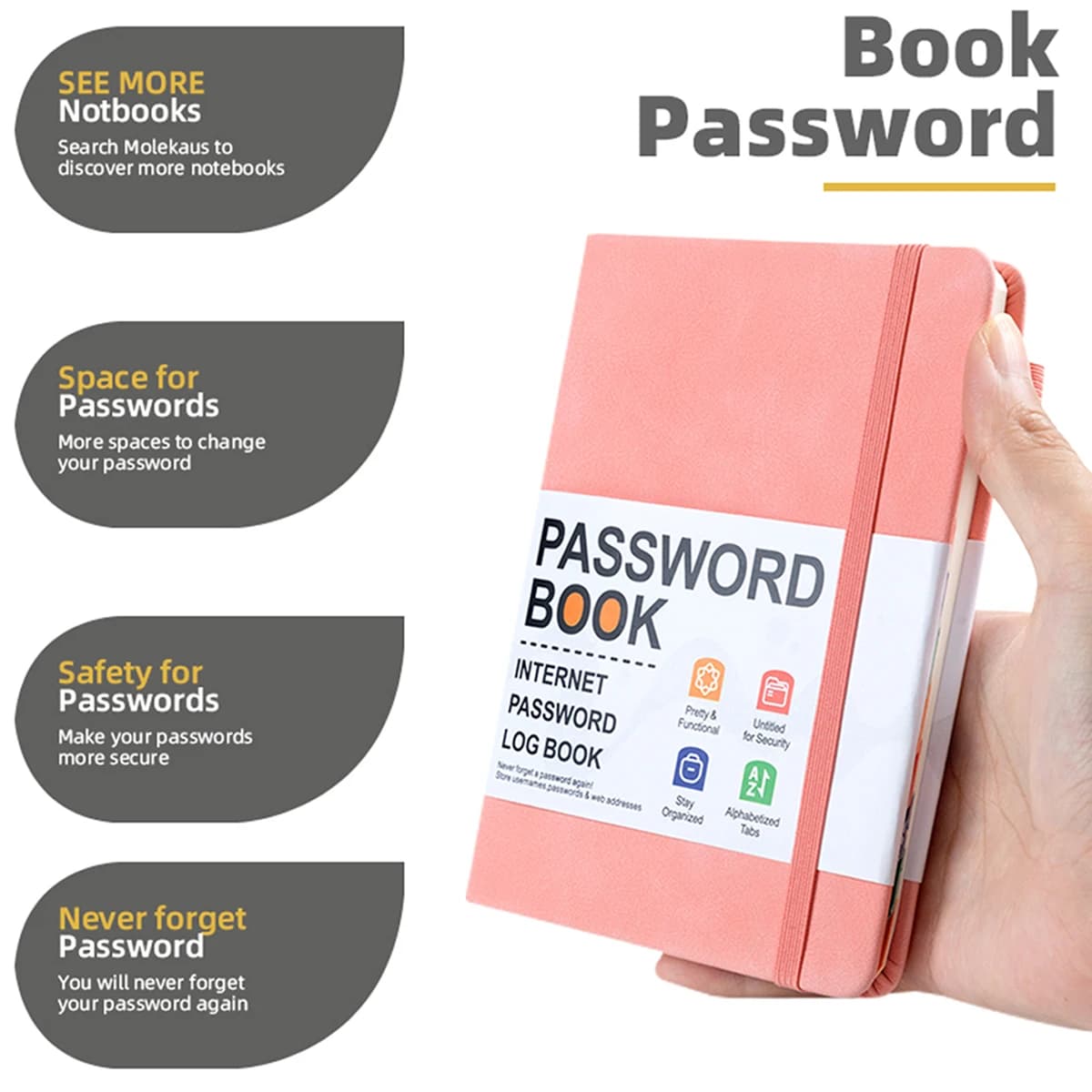 Indirizzo con password in pelle PU formato B6 con cinturino pronto per la spedizione, idea regalo per il ritorno a scuola per adolescenti, set di quaderni per adulti