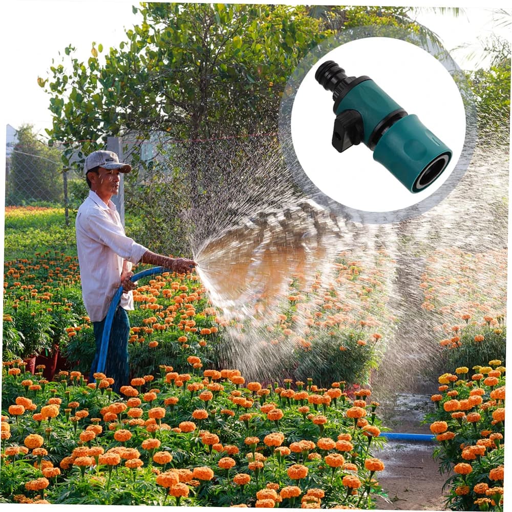 Raccordo Rapido per Tubo da Giardino - Adattatore con Valvola di Chiusura per Impianti di Irrigazione, Connettore In-Line per Rubinetto
