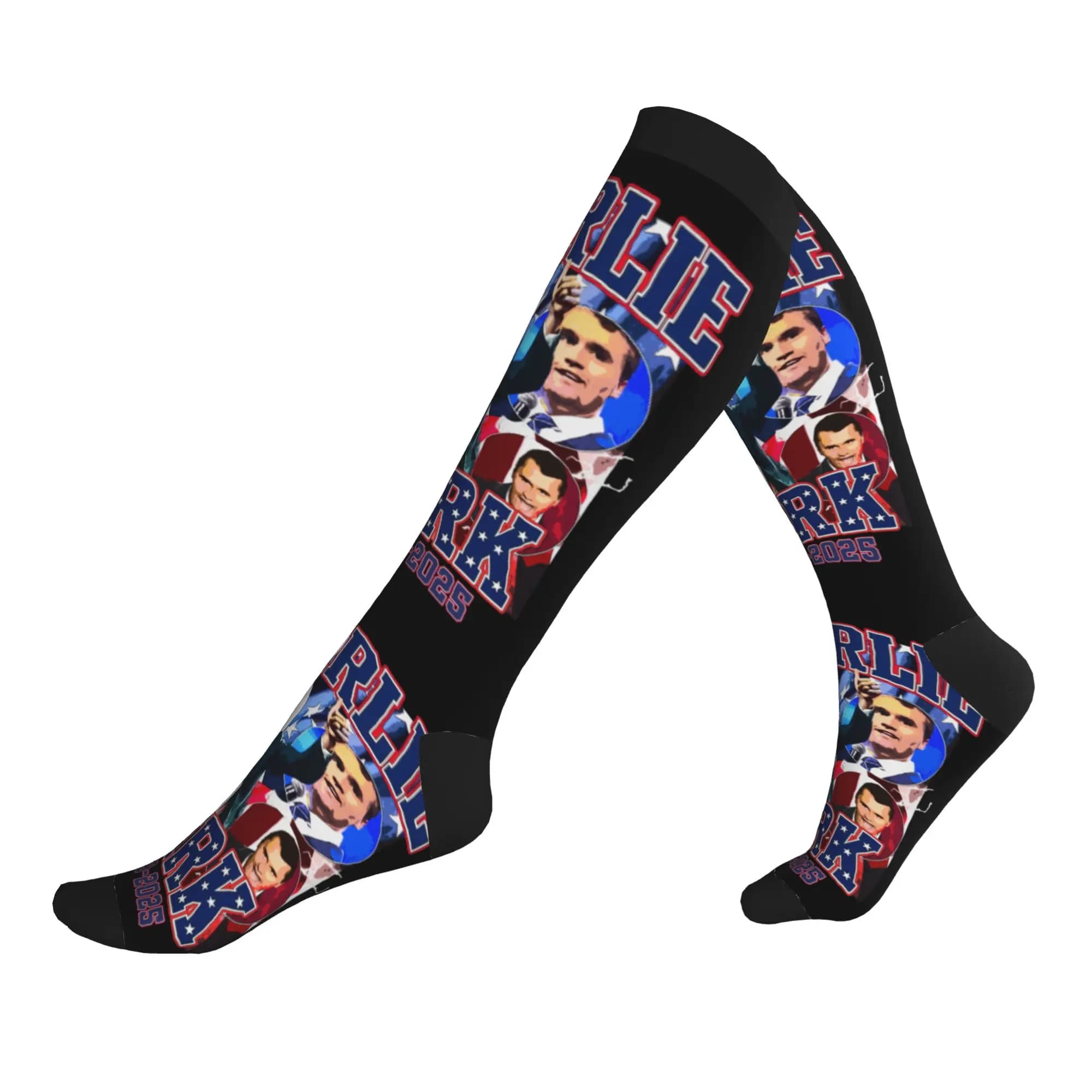 Fun Printed Charlie Kirk Socks for Women Men Stretchy Summer Autumn Winter Sports Compression Socks
