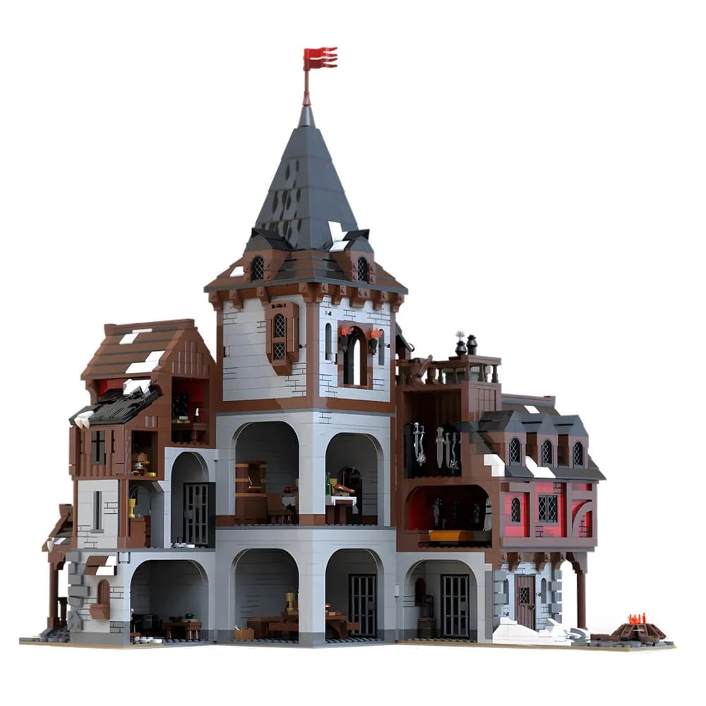 MOC Wolf Lord`s Castle Bricks Model Medieval Wolf Lord`s Castle Architecture Building Blocks Assembly Toys Kids Birthday Gifts