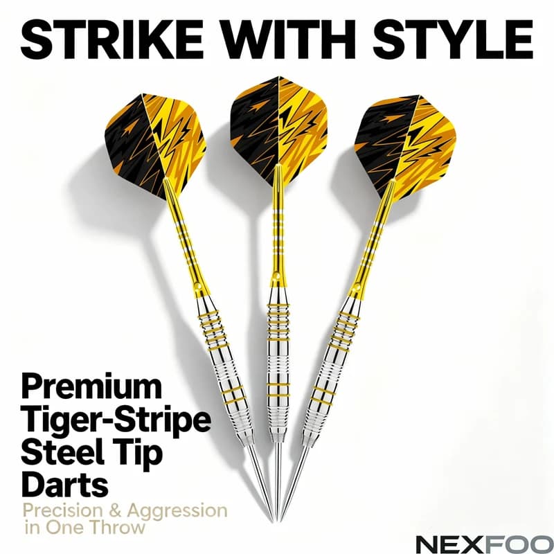 Metal Tip Darts Set Complete with 3 PVC Shafts 8 Flight Protectors 12 Rubber O-Rings Storage Case for Beginner & Pro Players