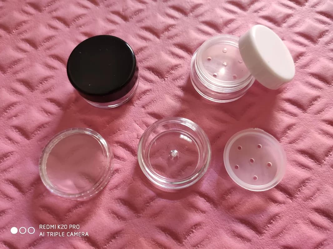 Contenitore in plastica da 5 ml 1 g, vasetto, barattolo, custodia con setaccio per polvere libera, contenitore cosmetico per ombretto, fard, balsamo labbra, gel, confezione cosmetica