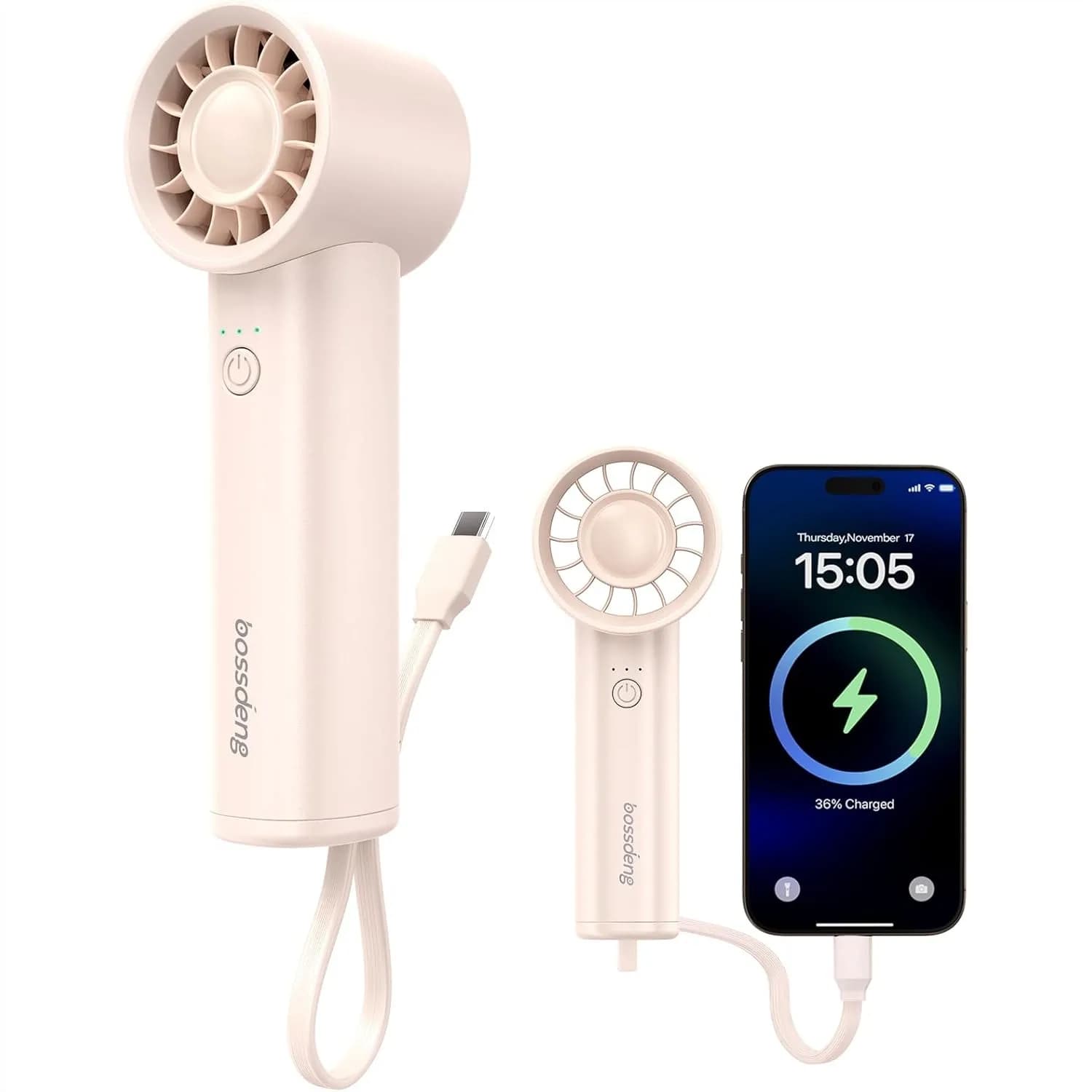 Ventilatore Portatile con Power Bank, Mini Ventilatore Ricaricabile USB-C 3-in-1 con Torcia per Viaggi, Concerti all'Aperto