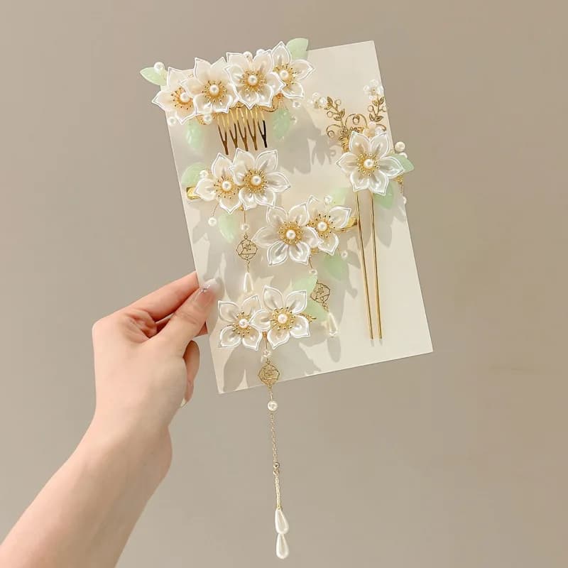 Accessori per capelli in stile antico Forcine per capelli da donna Nappe Fermagli per capelli Hanfu di fascia alta Pettine Pettini Gioielli per capelli Camelia