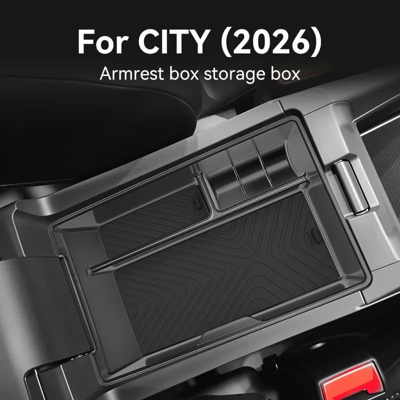 Center Console Armrest Storage Box Organizer For Honda City 2026 Glove Holder Mat Stowing Tidying Tray Car Interior Accessories