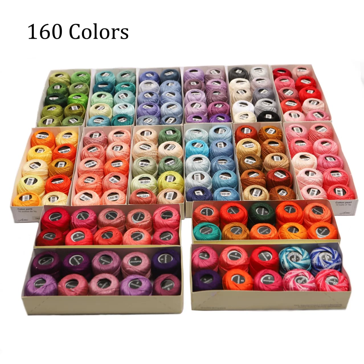AmoHilos Taglia 8 Filo all'uncinetto Doppia fibra lunga mercerizzata Perla di cotone egiziano 10 colori diversi Set 43 metri 5 grammi Palla