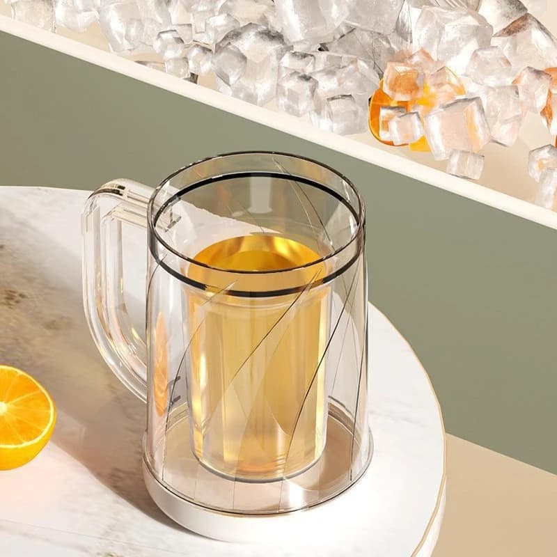 Bicchieri da birra traslucidi a doppio strato in vetro da birra, bicchieri da birra, senza perdite, nessuna diluizione, per stoviglie in vetro da birra per feste estive calde in casa