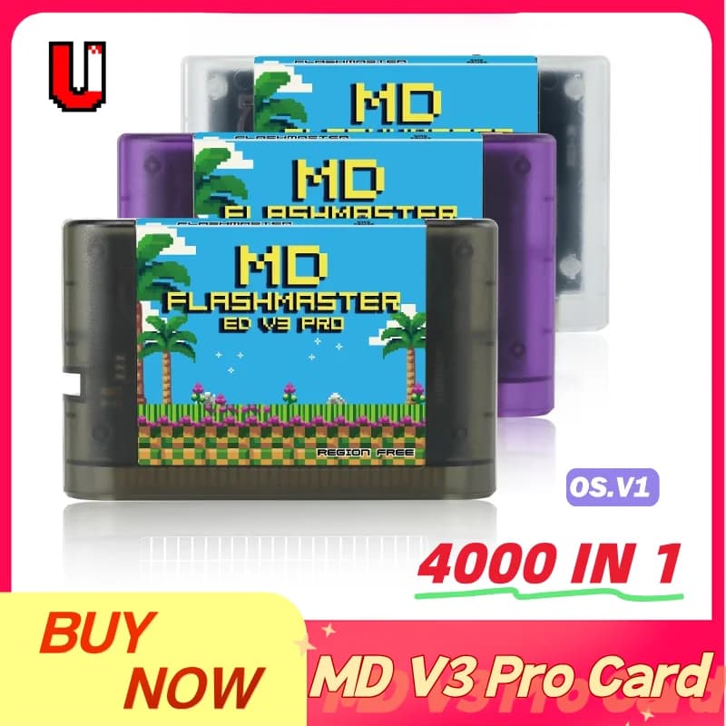 Cartuccia Flashmaster MD V3 Pro 4000 in 1, Scheda di Gioco MD V3 per Console di Videogiochi MegaDrive GENESIS US/JP/EU a 16 bit
