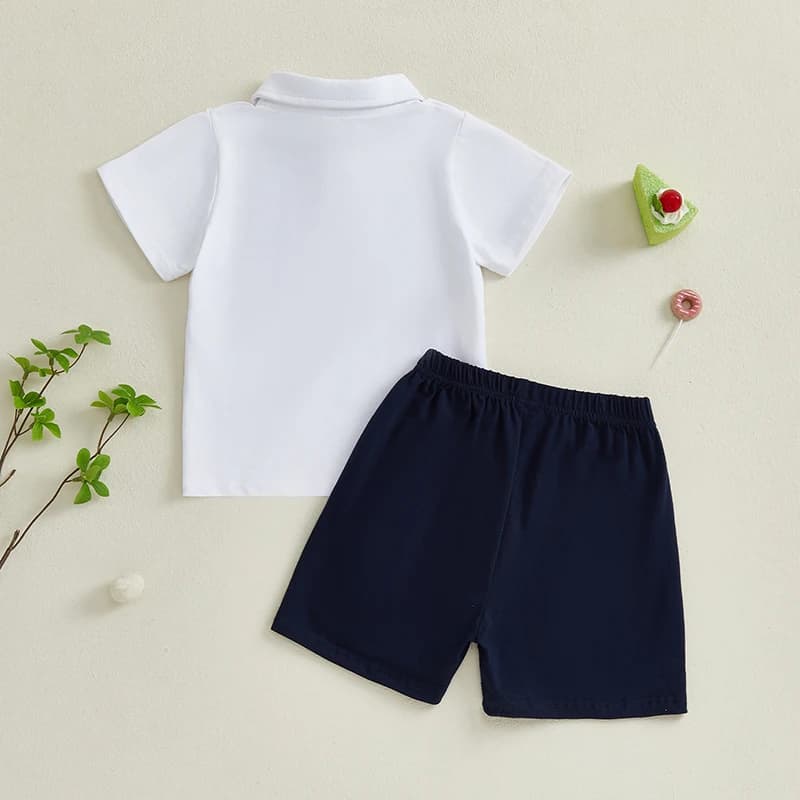 Completi estivi casual per bambini da bambino T-shirt a maniche corte a righe e pantaloncini elastici in vita Set per set di abbigliamento da 2 pezzi con carino